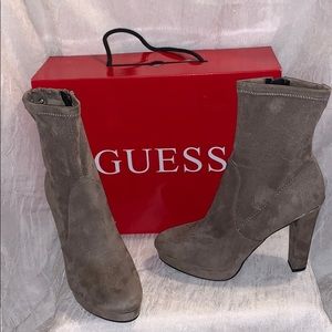 Guess Taupe Suede Heeled Boots